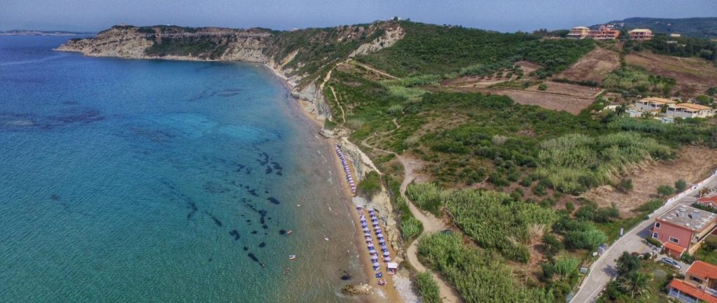 Image of Arillas beach and cliffs